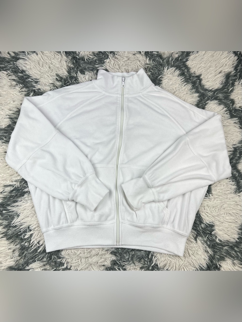 Offline by Aerie Women’s White Towel Terry Full Zip Sweatshirt Size Small